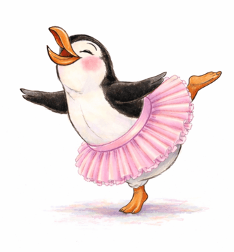 Girl penguin mascot in tutu